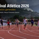 Atletas compiten en la pista de Parque Primavera durante el Festival Atlético Autotransportes Avendaño Morales 2026 en Oaxaca.